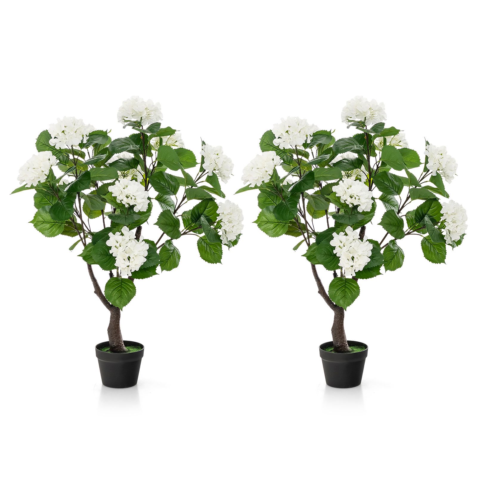 Artificial Hydrangea Tree with 11 White Flowers 2-Pack